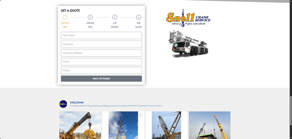 Snell Crane Service website
