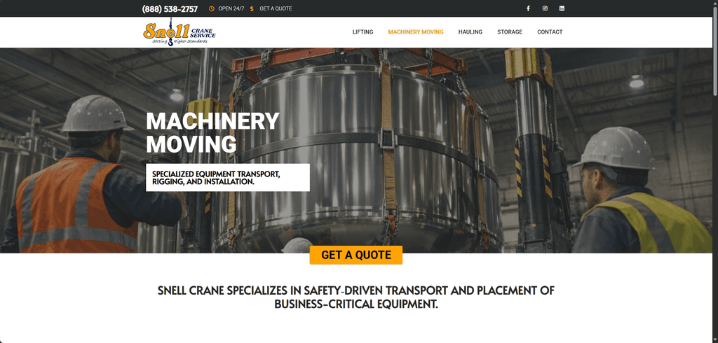 Snell Crane Service website