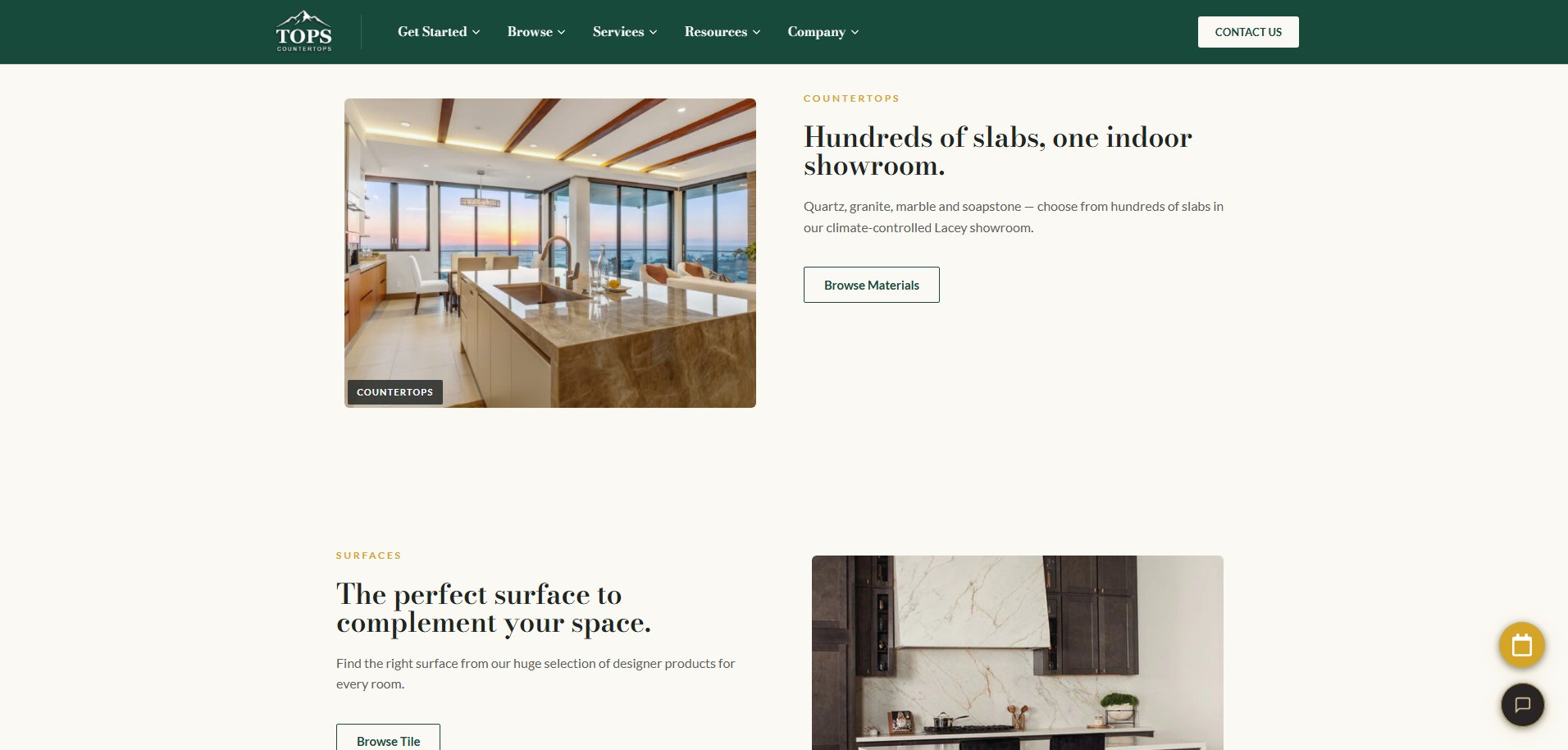 Tops Countertops website