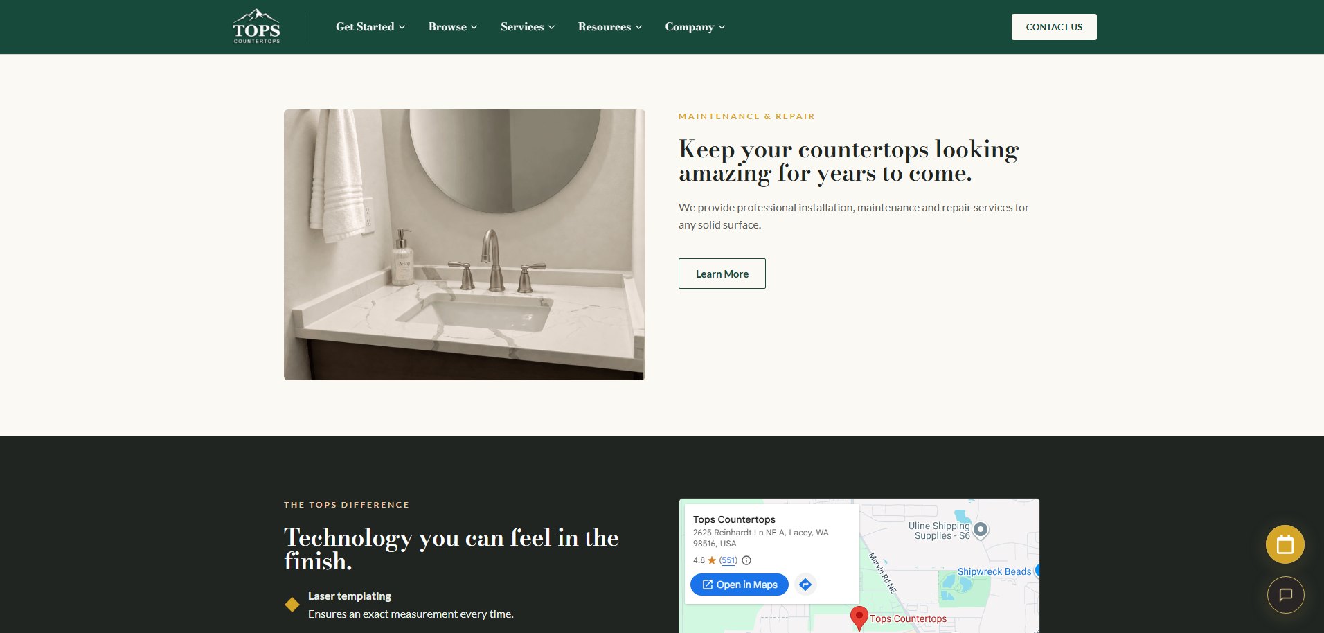 Tops Countertops website